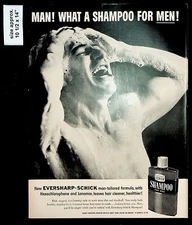 1956 Eversharp Schick Shampoo Men Hair Clean Shower Man Vintage Print Ad 36754