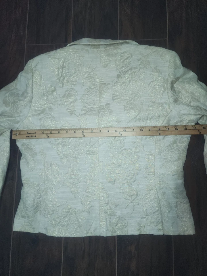 Blazer George Me Designs By Mark Eisen Mujer Talla 16 Floral Metálico/Crema Foto 3 de 4