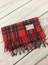 Vtg Highland Home Industries made in Scotland 100 lambswool Red plaid scarf