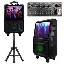 15inch Portable Bluetooth Speaker Systems Karaoke Machine W/ Microphone  Stand