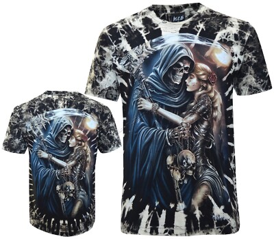 Tie Dye T-Shirt Sensenmann & blonde Frau Soldat Sense leuchtet im Dunkeln von Wild