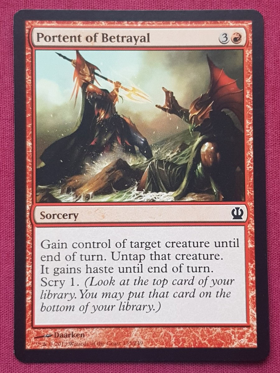 Magic The Gathering THEROS PORTENT OF BETRAYAL red card MTG | eBay UK Magic The Gathering THEROS PORTENT OF BETRAYAL red card MTG | eBay UK