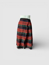 Vintage Wool Blend Plaid Pleated Skirt Red rap around skirt midi lenght SM