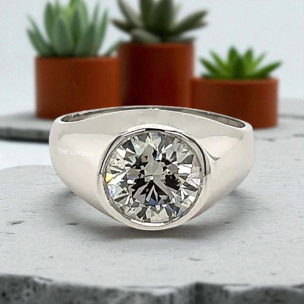 Mens Diamond Wedding Ring Ct IGI Lab Grown Round Cut 14K