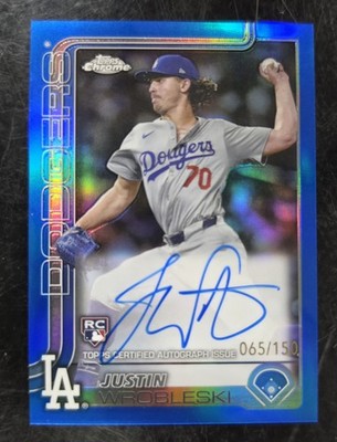 2025 Topps Chrome JUSTIN WROBLESKI RC AUTO TRUE BLUE REFRACTOR /150 Color match