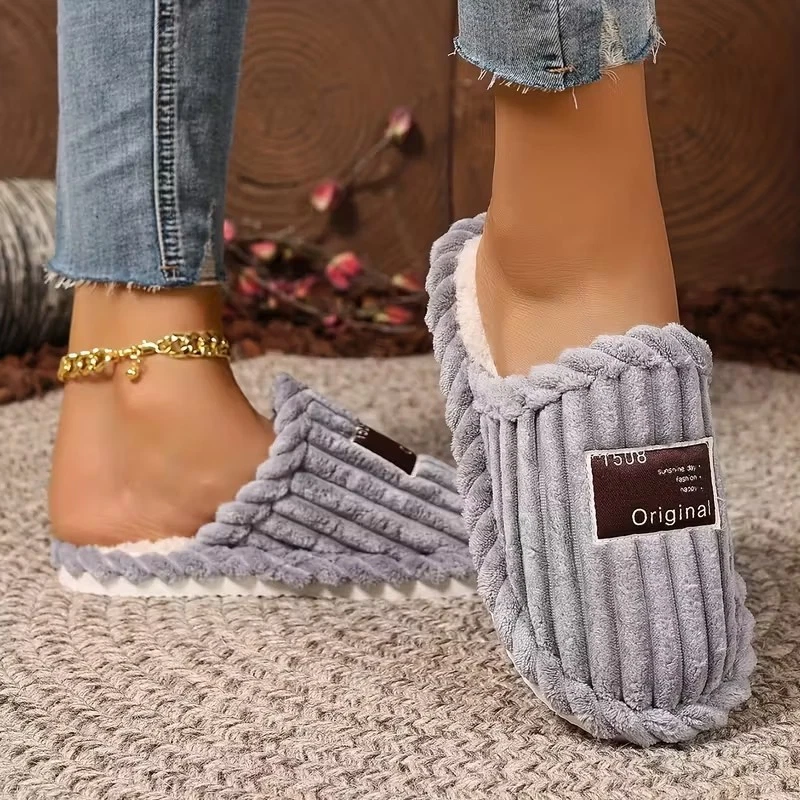woman's Winter Soft fabric Anti-slip Warm couple slippers for home use Big size - Picture 3 of 15