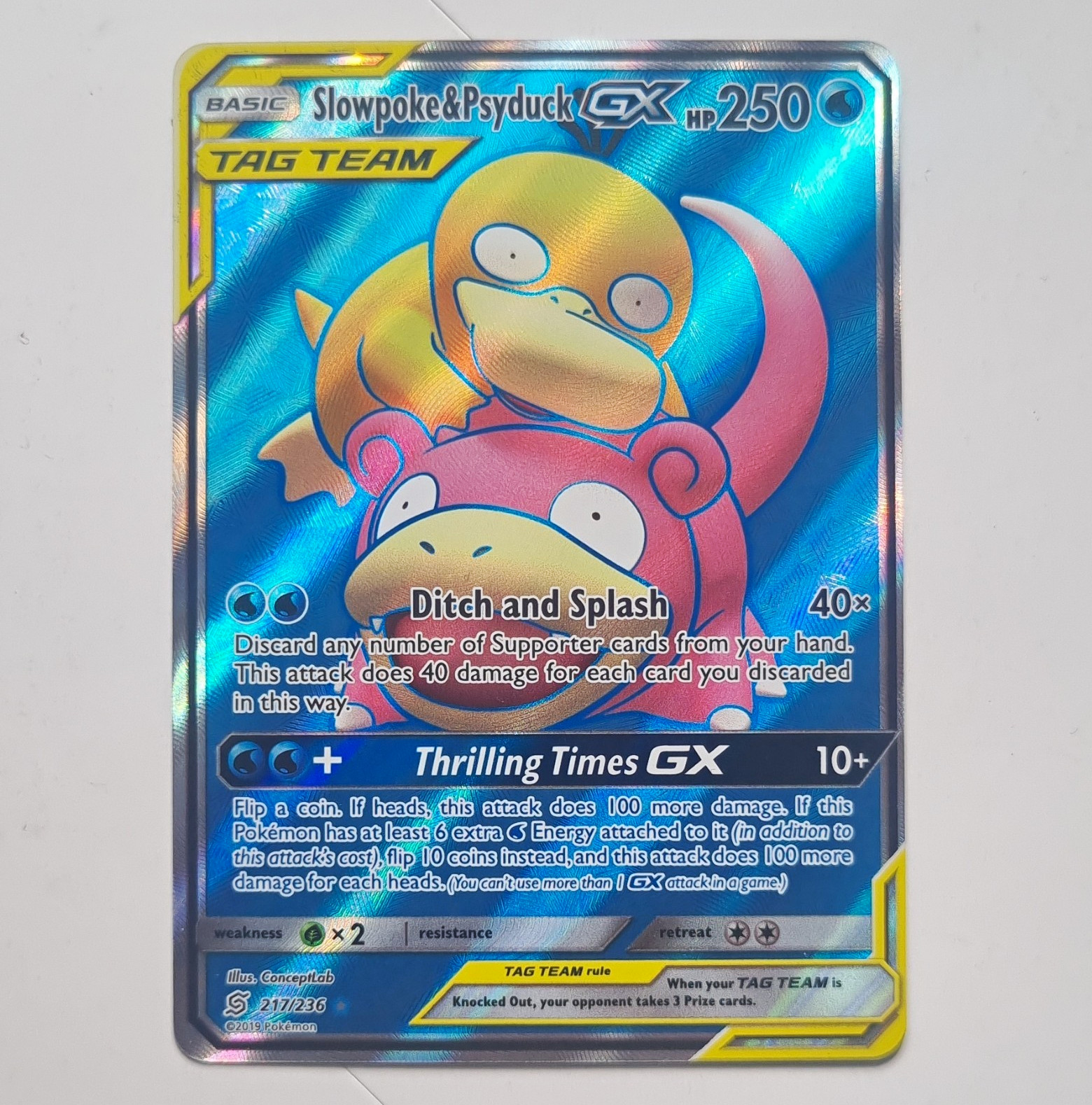Pokémon Slowpoke & Psyduck GX 217/236 Unified Minds TAG TEAM Secret Rare