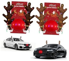LED Reindeer Car Decoration - Christmas Antler and Nose with 6 in 1 for Car
