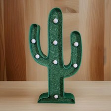 Funky Green Glittery Cactus Lamp Light Up Battery Free Standing Or Wall Hung VGC