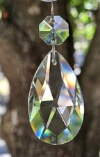 5 Five Pcs 2" Clear Crystal Chandelier Tear Drop Pendant Prisms w Octagon Prism