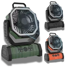 Portable USB Rechargeable Fan 20000mAh w/ LED Light & Power Bank