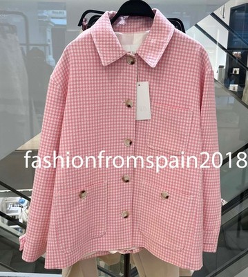 ZARA NEW WOMAN GINGHAM CHECK JACKET PINK WHITE XS-XL 2516/109/046