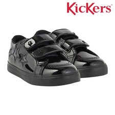 Kickers Girls Infants Tovni Star Black Patent Leather School Shoes 1-16646