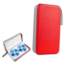 DVD Case for Car, 96 Capacity Portable Hard Plastic CD Storage Holder Red