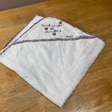 Vtg 2002 Waverly Baby Thank Heaven Teddy Bear Hooded Towel Plaid Trim 28x30