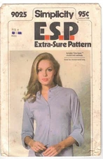 Vtg Stretch Knit Top Long Sleeve Front Button Band Collar Sewing Pattern Sz 10