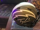 Trey Lance Autographed mini football helmet, LA Chargers, in a case — photo 2