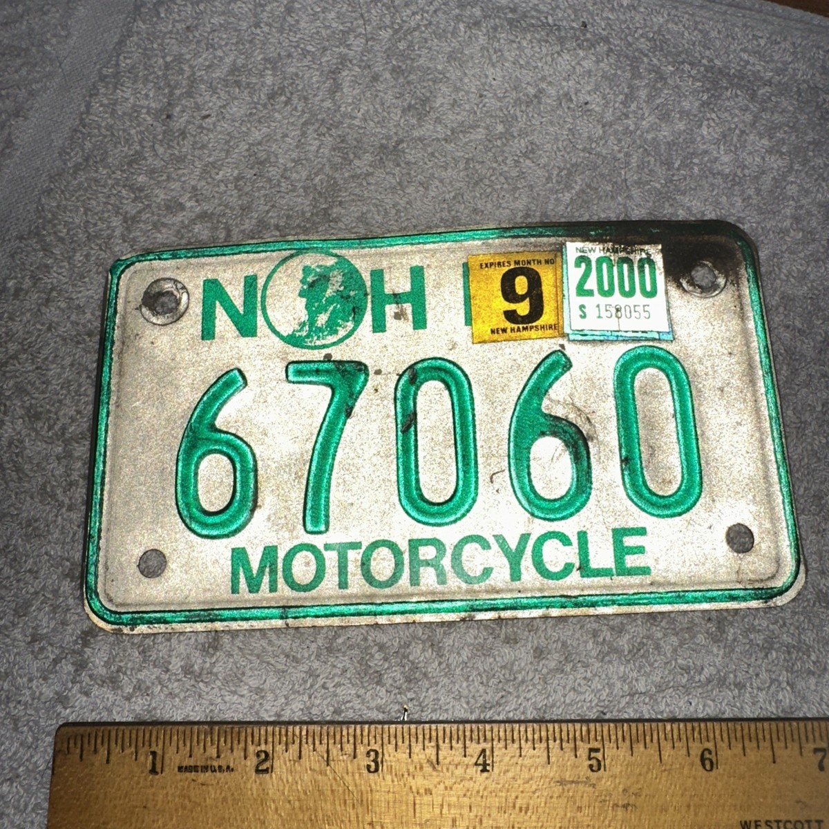 2000 New Hampshire Motorcycle License Plate Old Man Of The