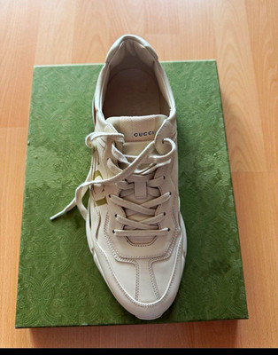 Gucci Herren Sneaker Low Top Weiß/Grün/Rot Streifen Schnürung Freizeit