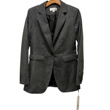 Calvin Klein Womens Blazer Size 4 Gray Black Herringbone Jacket NWT 139