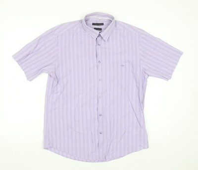St. Bernard Dunnes Stores Herren lila gestreift Regular Fit Kurzarm Hemd M