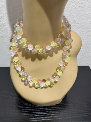 Vintage Monet Wisteria Pastel Moonglow Moonstone Lucite Bubbles Beaded Necklace