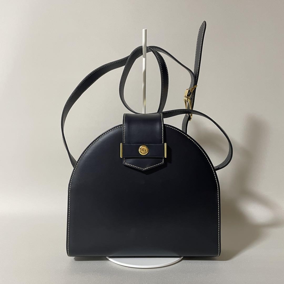 Dior Navy Leather Shoulder Bag with CD Logo Hardware 2507-17