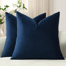 Throw Pillow Covers 18x18 Midnight Blue: Pack of 2 Cozy Soft Velvet Square Moder