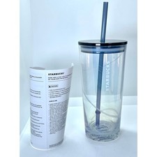 Starbucks Frosted Swirl Drinking Glass Cold Cup Tumbler 18 oz