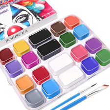 paleta 18 colores pintura facial al agua lavable con brochas halloween sfx hd