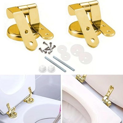 Loszaral Gold Toilet Seat Hinges, Universal Fit, Complete Installation Kit, P...