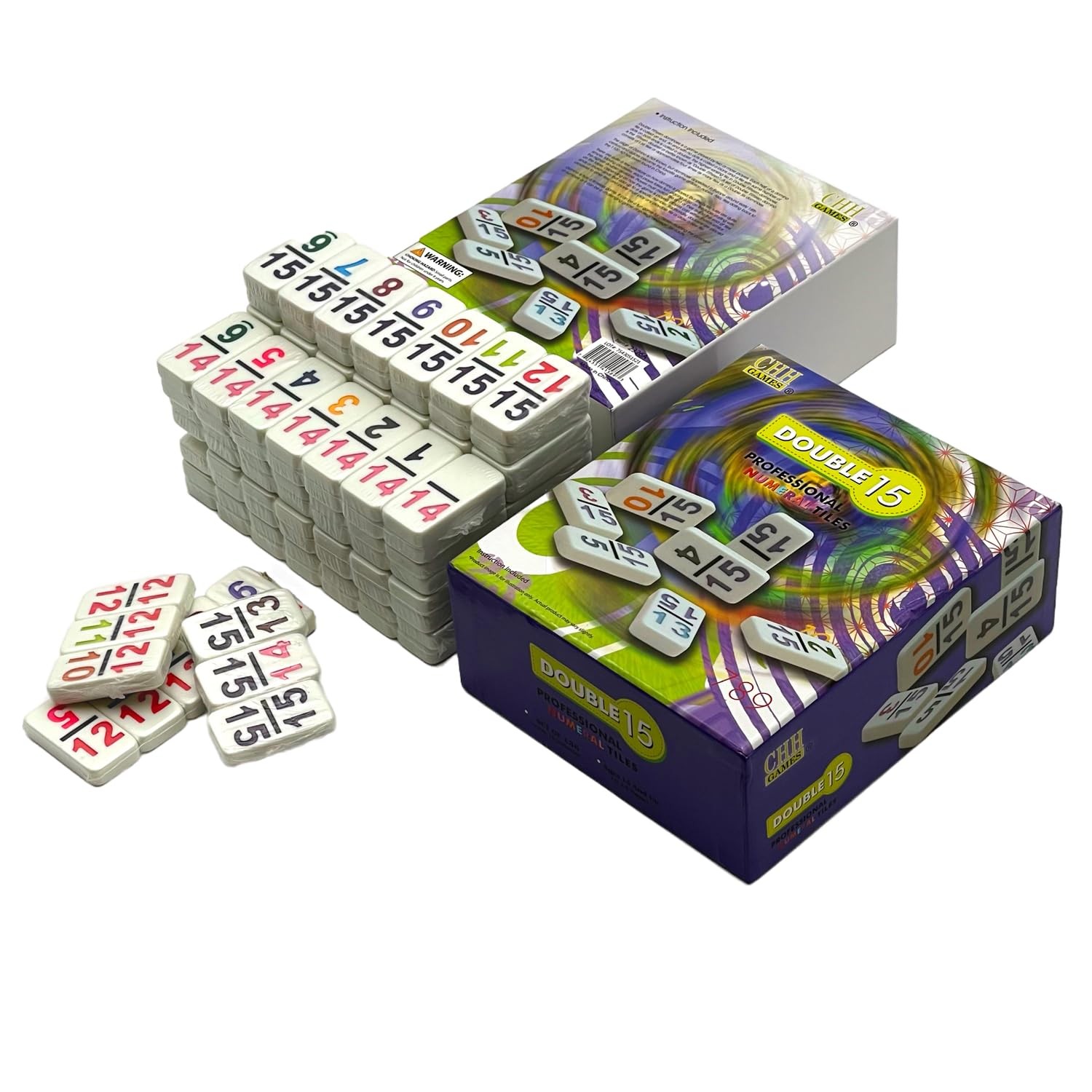 CHH 15 Professional Double Domino Color Numbers 136 Pieces Domino Set All Ages