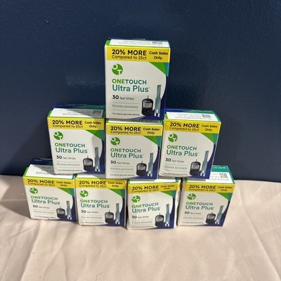 ONETOUCH Ultra Plus Test Strips 8 Boxes,  Total 240 Strips NEW Exp: 6-12/2025