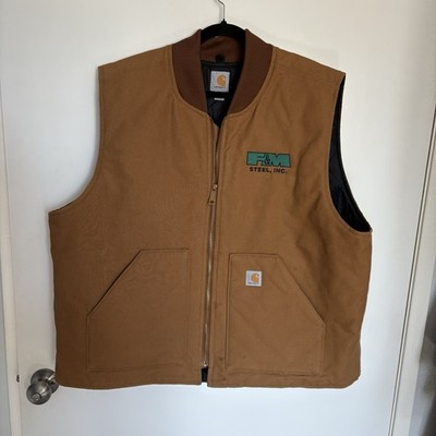 Carhartt Vest Men XXL Brown V01 Duck Insulated Rib Collar Quilted Full Zip