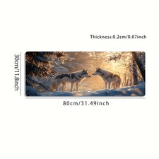 1pc Large-sized Esports Gaming Mouse Pad Featuring a Design of Two Wolves Faci
