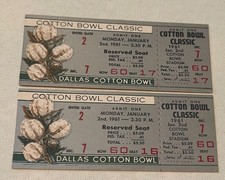 1961 Cotton Bowl Tickets and Stub (2) - Unused Original