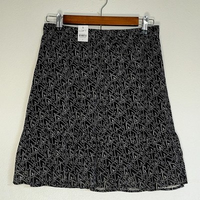 Loft Petite Heart Tiered Skirt Black Chiffon Romantic Small NWT