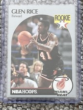 Excellent: Vintage 1990-91 NBA HOOPS Glen Rice Miami Heat Rookie Trading Card. rookie card picture