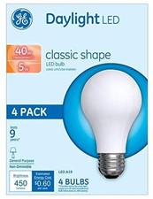  4 pack GE 99183 LED A19 classic shape, Daylight, 40 watt equivalent LED light