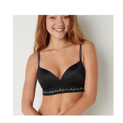 NWT Victoria's Secret VS PINK Black Padded Wireless Push Up Bra 36B Bling 
