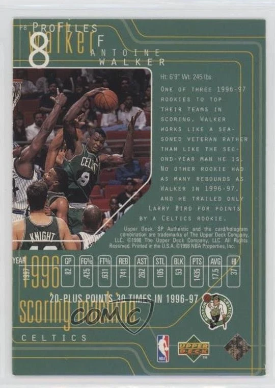 1997-98 SP Authentic Profiles Antoine Walker #P8 - Image 2 of 2