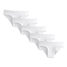 Teen Girls Panties - 5 Pack Mid Rise Soft Cotton Bikini 12-13 Years White
