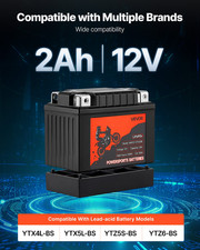 12V 2Ah Motorcycle Battery - YTX5L-BS High Performance Powersports Battery, Lith