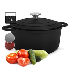 Bräter mit Deckel Gusseisen Auflaufform Bratentopf Emaille Topf Dutch Oven 4L