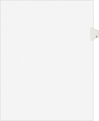 Avery Legal Exhibit Tab Dividers, Tab Title: 7, White, Letter, 25/Pack (11917)