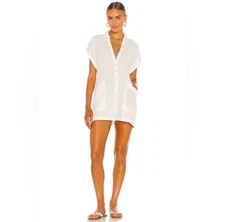 L*Space Mika Gauze Gauzy 100% Cotton Romper White Beachy Coverup Size Small