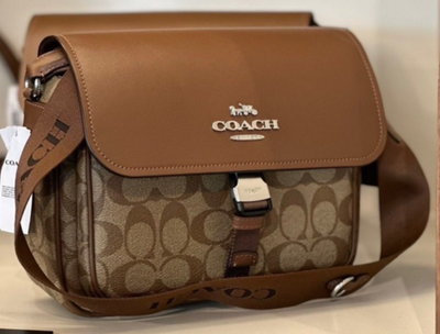 Coach Pace Messenger Bag Unisex Brown Leather CR131 Signature