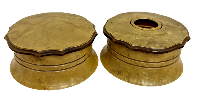 Antique Art Deco Celluloid Hair Receiver & Matching Powder/Trinket Jar