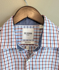 Ben Sherman Mens Shirt 15.5 M Tailored Slim Fit Button Up Dress Check Gingham