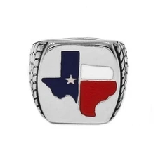 TEXAS Flag Biker Ring Stainless Steel Jewelry Vintage American Flag Motor Biker